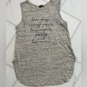 Lake Days Women’s Size Medium Gray Graphic Tee Tank Round Bottom Hem